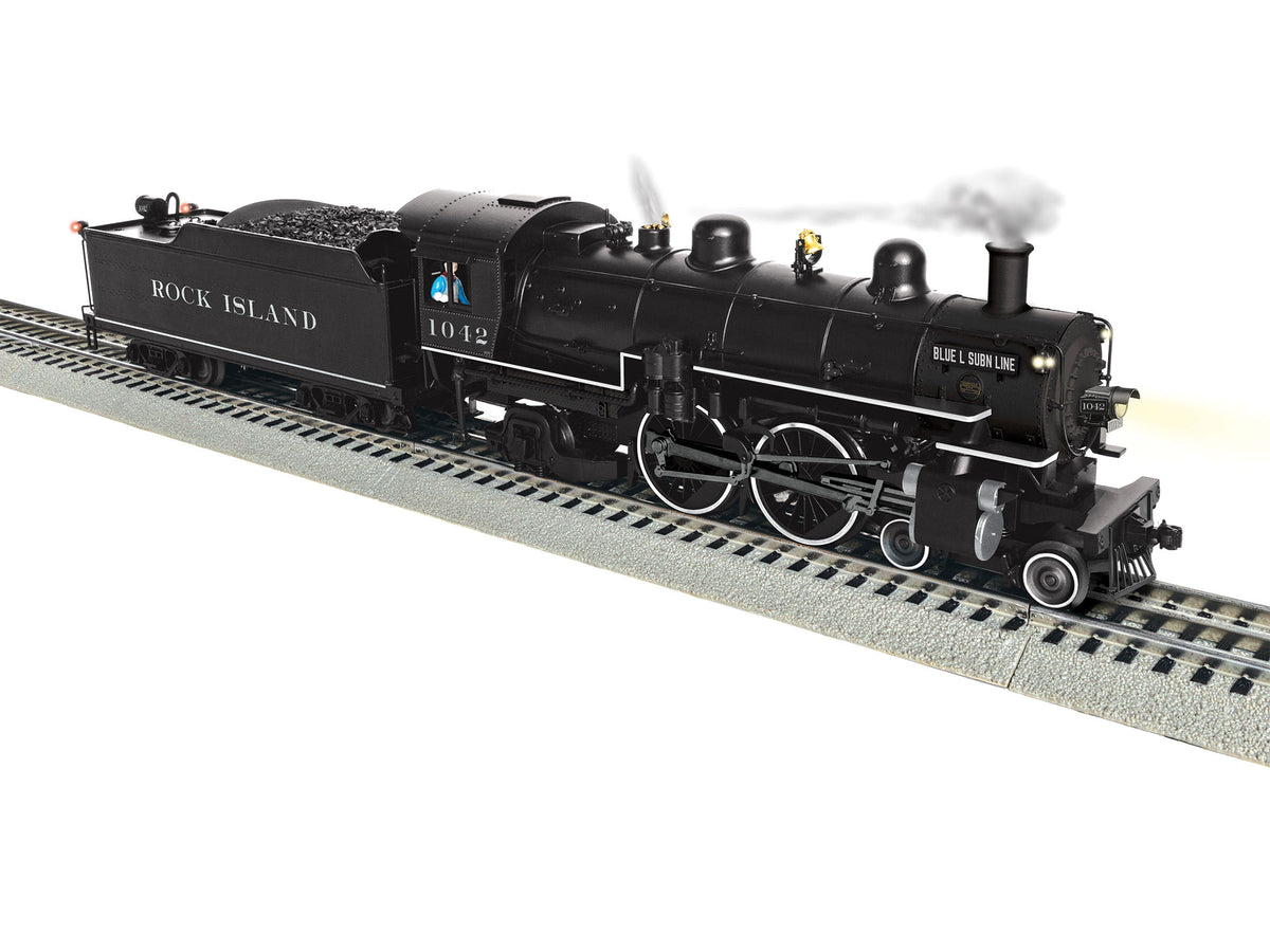 4-4-2 Atlantic - 3-Rail w/Legacy Control, Sound & Smoke -- Rock Island #1042 (Lined, black)-1