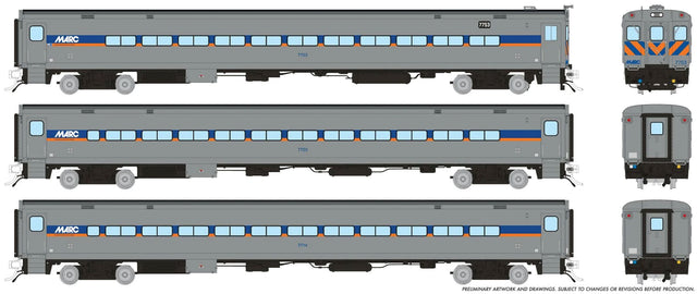 Comet Car 3-Pack - Ready to Run -- MARC Cab 7753 Coaches 7703, 7714 (gray, orange, blue)-1