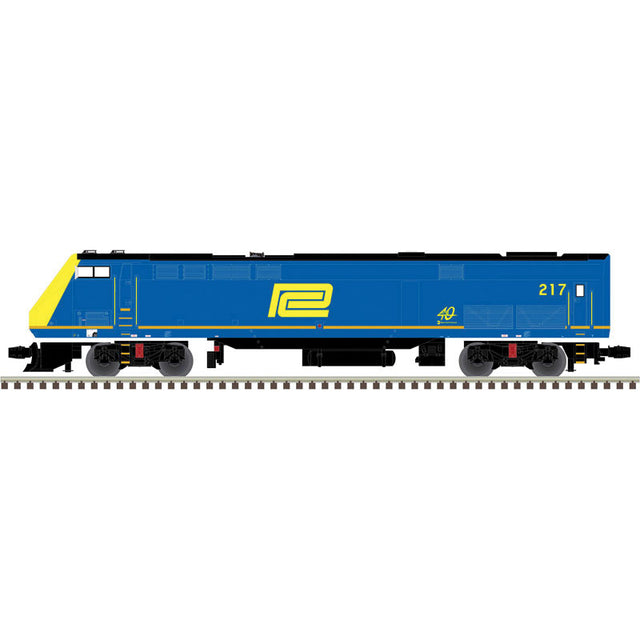 GE P42 Genesis - 2-Rail - Proto-Sound 3.0 & DCS - Premier(TM) -- Metro-North #201 (MTA 40th Anniversary Penn Central Heritage, blue, yellow)-1