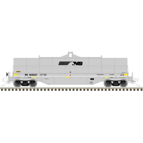 42' Coil Car w/Fishbelly Side Sill - 3-Rail - Ready to Run - Master(R) -- Norfolk Southern (gray, black, yellow conspicuity marks, Centered Horsehead)-1