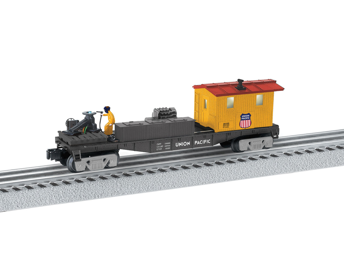 Operating/Lighted Work Welding Car Caboose - 3-Rail - Ready to Run -- Union Pacific #28100 (Armour Yellow, gray, red)-1