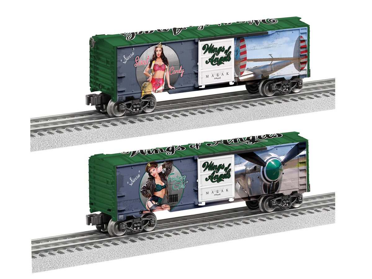 Steel Boxcar - 3-Rail - Ready to Run -- Wings of Angels - Sierra (green car)-1