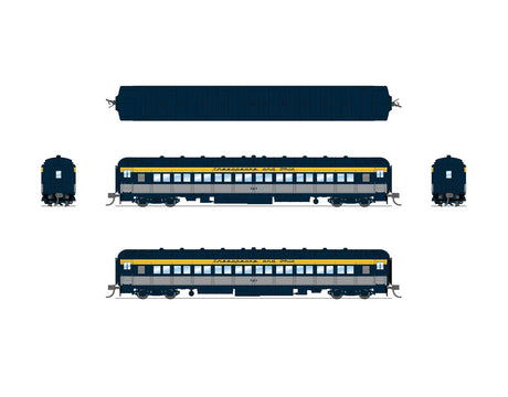 Heavyweight Passenger 5-Car Set - Ready to Run -- Chesepeake & Ohio #707, #710, #722 (blue, yellow, gray)-1