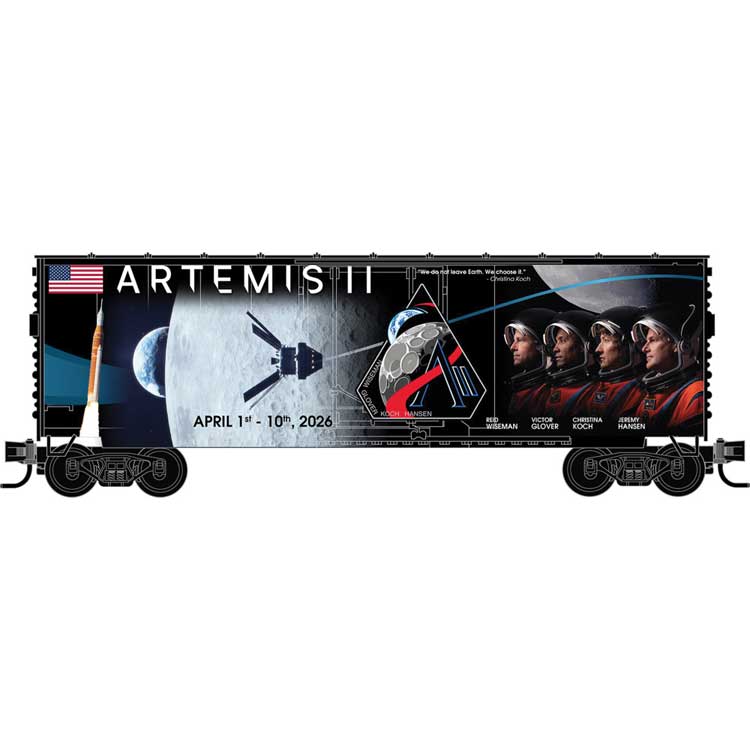 AAR 40' Insulated Plug-Door Boxcar - Kit -- Artemis II Mission Commemorative (black, blue, red)-1