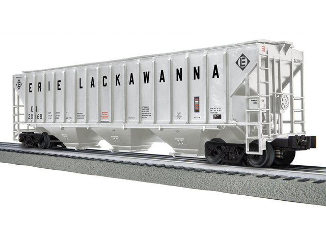 PS-2CD 4740 3-Bay Covered Hopper - 3-Rail - Ready to Run -- Erie Lackawanna #20168 (gray, black)-1