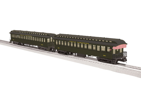 Wood Coach & Observation Set - 3-Rail - Ready to Run -- Great Northern Set C #3293, 325 (Pullman Green, black)-1
