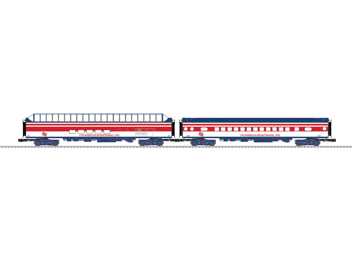 Coach, Super Dome Set - 3-Rail - Ready to Run -- Milwaukee Road (Fantasy Bicentennial Scheme, red, white, blue)-1