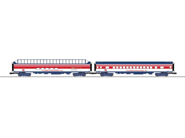 Coach, Super Dome Set - 3-Rail - Ready to Run -- Milwaukee Road (Fantasy Bicentennial Scheme, red, white, blue)-1