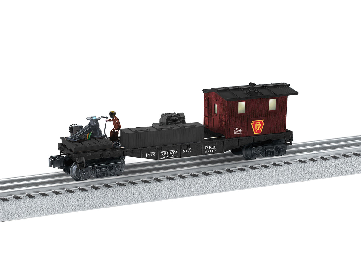 Operating/Lighted Work Welding Car Caboose - 3-Rail - Ready to Run -- Pennsylvania Railroad #28110 (Tuscan, black)-1