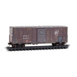 40' Single-Door Boxcar No Roofwalk - Ready to Run -- Pennsylvania Railroad #86025 (Weathered, Boxcar Red, Plain Keystone)-1