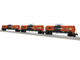 50' Tank Car 3-Pack - 3-Rail - Ready to Run -- Hooker Chemicals GATX #10732, 10734, 10737 (orange, black)-1