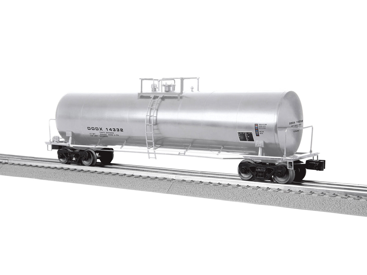 50' Tank Car - 3-Rail - Ready to Run -- Department of Defense DODX #14332 (silver)-1
