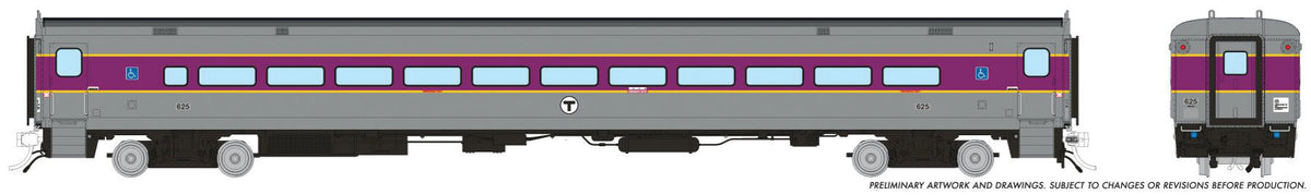 Comet Coach - Ready to Run -- MBTA #625 (gray, purple, yellow)-1