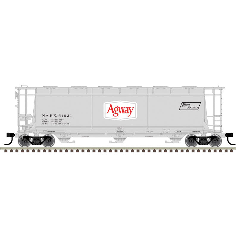 3-Bay Cylindrical Hopper - 2-Rail - Ready to Run - Master(R) -- Agway (gray, white, red)-2